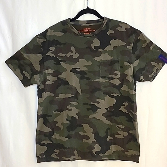 Colours By Alexander Julian Stretch Knit Front Pocket Camo Tee Men's Size Large - Picture 1 of 11